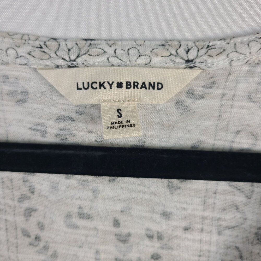 Lucky Brand Womens Ruffle Sleeve Floral Printed Top Small - Picture 2 of 9